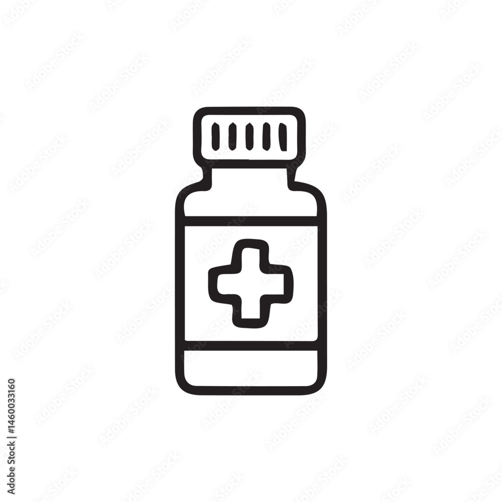 A minimalist medical container symbol design with black and white color. A minimalist medical container symbol design with black and white color.