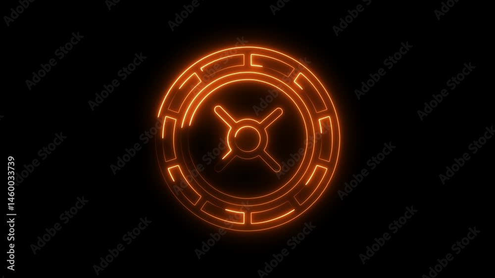 Abstract elrond cryptocurrency symbol glowing orange neon outline animation on black background