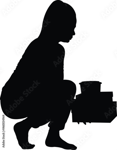 Person Lifting Boxes Silhouette, Worker Carrying Boxes Silhouette