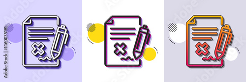 Reject file line icon. Halftone dotted pattern. Gradient icon with grain shadow. Decline document sign. Delete file. Line reject file icon. Various designs. Vector