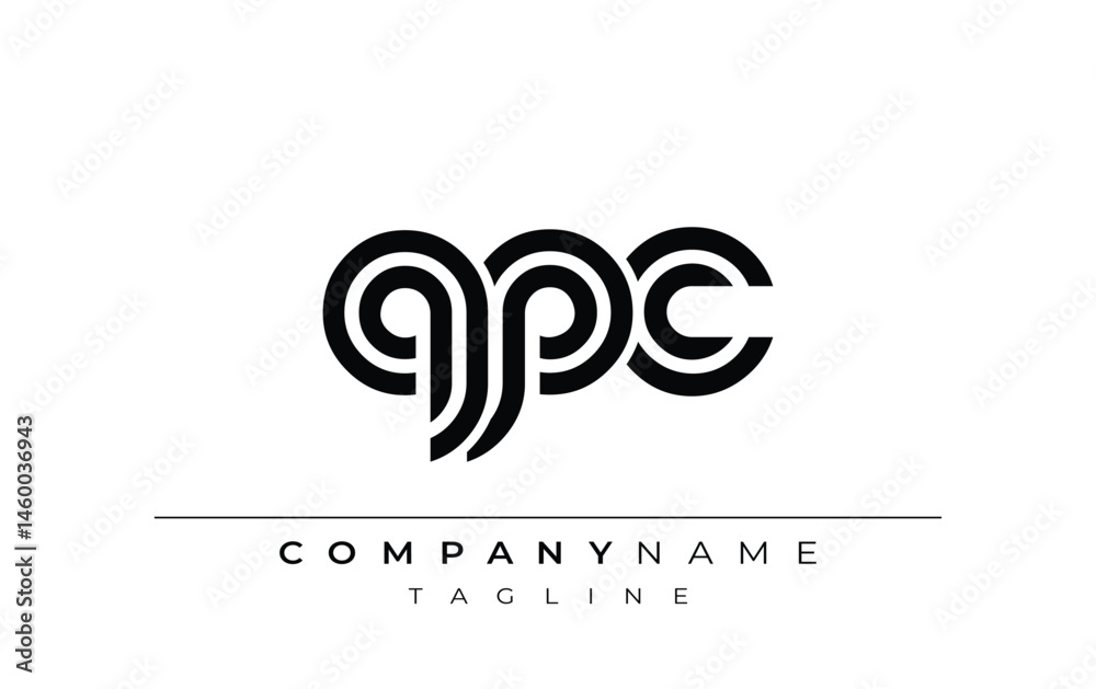 Fototapeta premium QPC Creative Unique Modern Letter Logo Design. Stylized logo featuring a unique letter design, presenting abstract minimalist aesthetics and modern appeal.