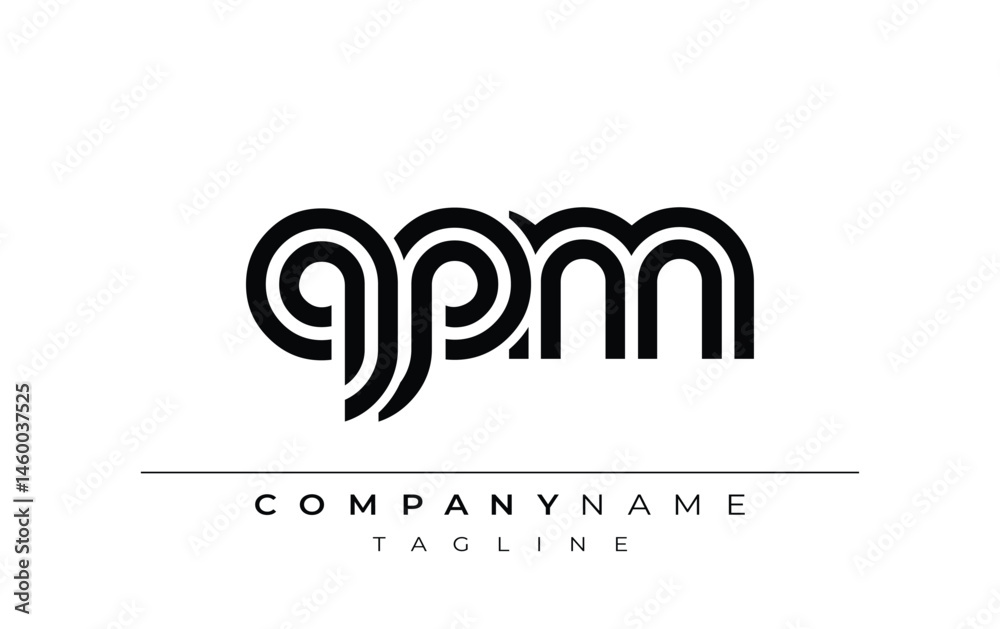 Fototapeta premium QPM Creative Unique Modern Letter Logo Design. Stylized logo featuring a unique letter design, presenting abstract minimalist aesthetics and modern appeal.