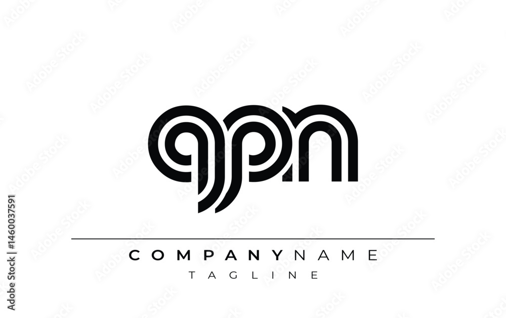 Fototapeta premium QPN Creative Unique Modern Letter Logo Design. Stylized logo featuring a unique letter design, presenting abstract minimalist aesthetics and modern appeal.