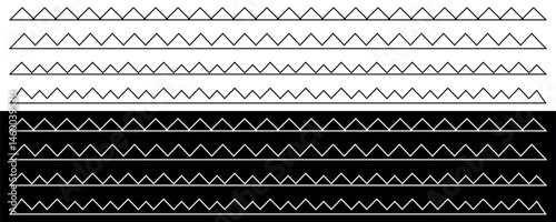 Scalloped Echo set. Minimal Triangle Lines in Contrast Harmony. Vector illustration isolated on black and white background.