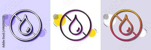 No waterproof line icon. Halftone dotted pattern. Gradient icon with grain shadow. Water resistant sign. Drop protection symbol. Line no waterproof icon. Various designs. Vector