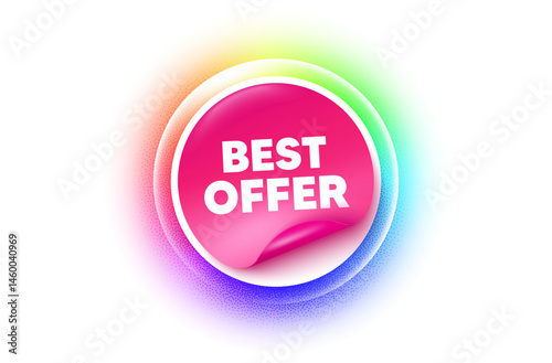 Best offer sticker rainbow gradient. Paper offer price tag. Best offer tag. Special price Sale sign. Advertising Discounts symbol. Sticker label. Grain dots effect. Vector