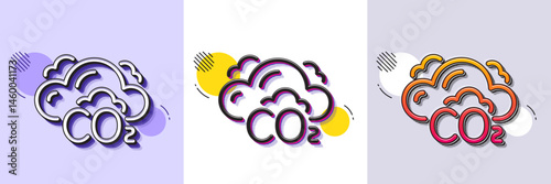 Co2 gas line icon. Halftone dotted pattern. Gradient icon with grain shadow. Carbon dioxide emissions sign. Exhaust reduction symbol. Line co2 icon. Various designs. Vector