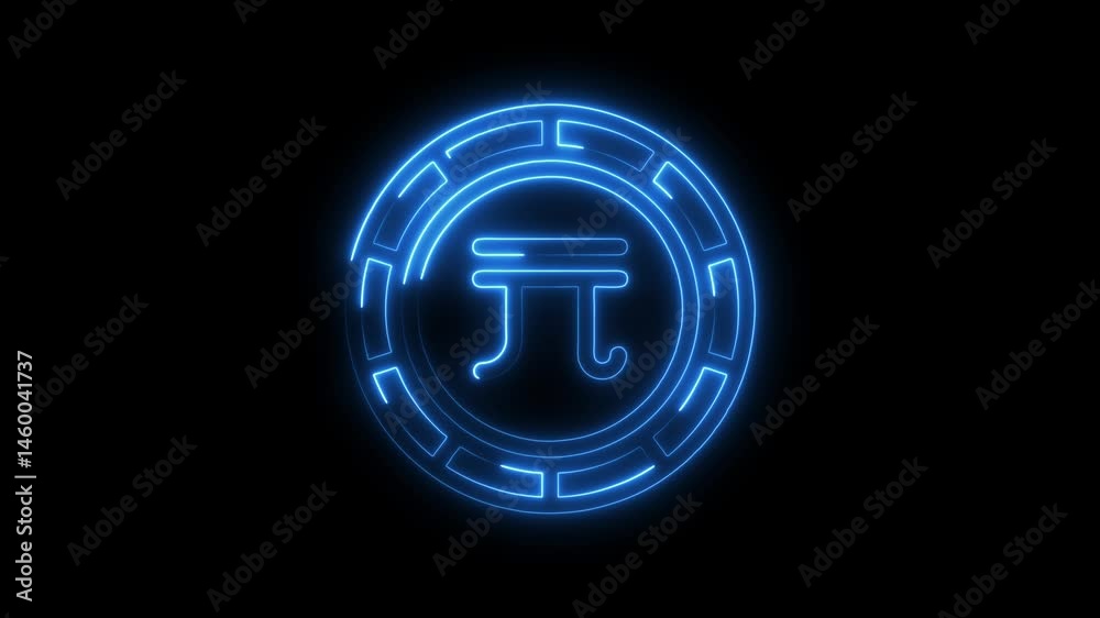 Digital yuan symbol animation glowing blue currency emblem china