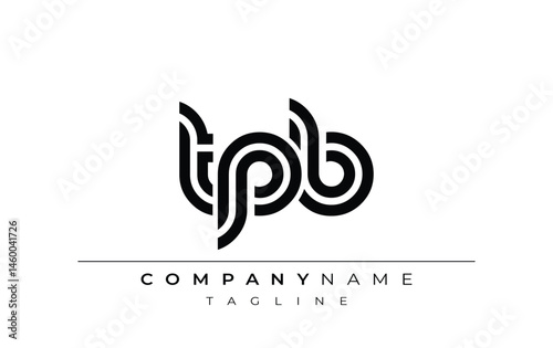 TPB Creative Unique Modern Letter Logo Design. Stylized logo featuring a unique letter design, presenting abstract minimalist aesthetics and modern appeal.