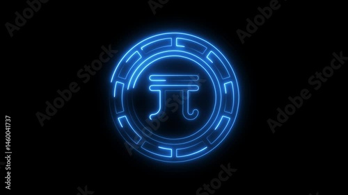 Digital yuan symbol animation glowing blue currency emblem china