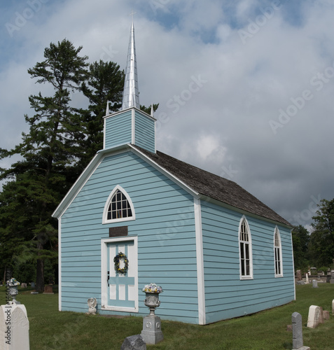 An old blue church
