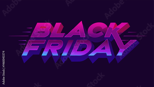 Radiant Neon Glow The phrase Black Friday illustrated with a soft radiant neon glow in magenta with a blend of dark purple tones in the background.