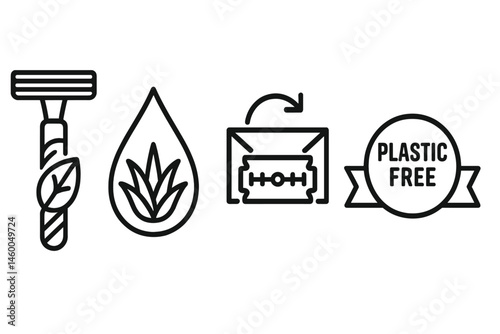 Razor-eco icons linking handle, drop, icon, and ribbon