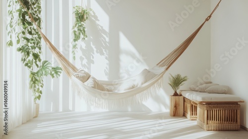 Relaxing Hammock in Bright Sunlight Room - Interior Design
