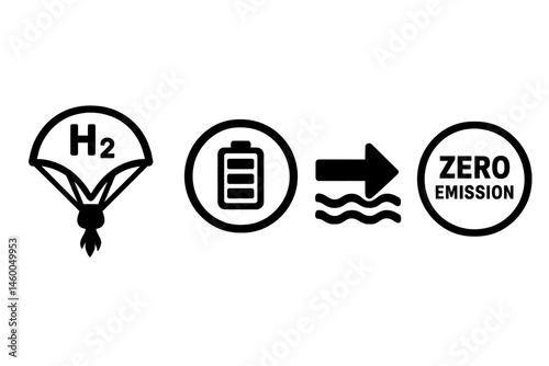 H₂-flight icons linking nozzle, ring, arrow, and badge