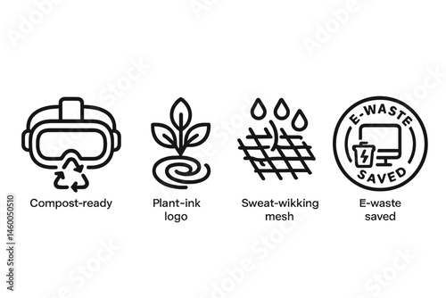 XR-eco icons showing strap, swirl, mesh, and badge
