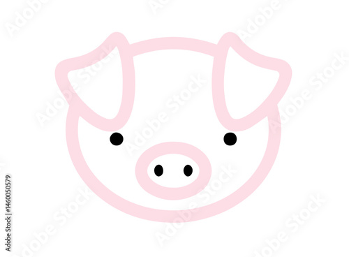 Pig Face with Snout and Ears, Farm Animal, Livestock, Agricultural