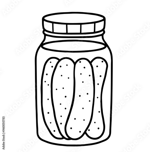 Glass Jar Filled with Pickled Cucumbers, Canned Vegetables, Homemade Preserves, Food Storage, Fermentation Process, Traditional Pickling