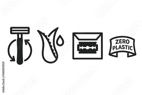 Groom-eco icons linking handle, drop, envelope, and ribbon