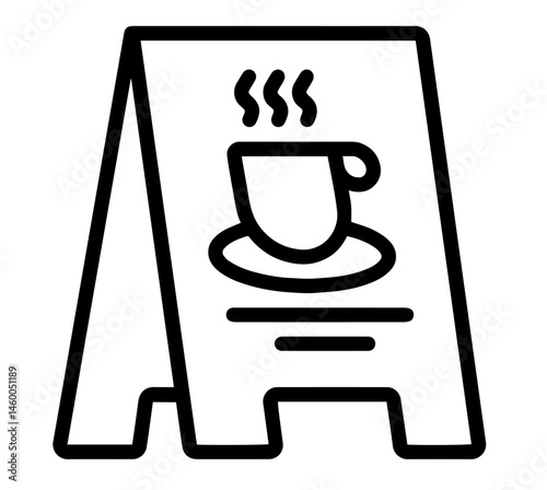 Chalkboard Sign with Hot Coffee Cup, Café Entrance Menu Display, Daily Specials, Seasonal Offers, Promotions, Discounts, Restaurant Marketing Communication