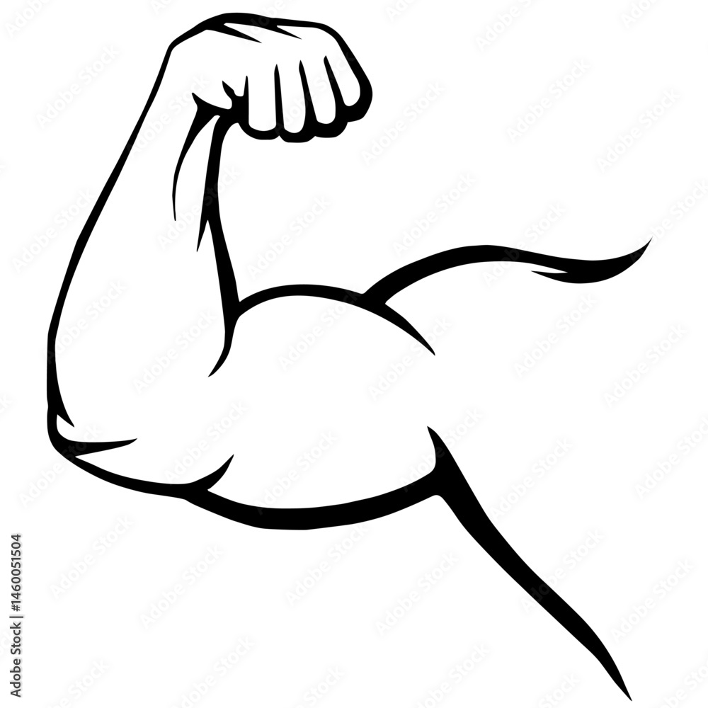Obraz premium Flexing Muscular Arm with Defined Bicep, Physical Strength, Male Power, High Testosterone, Gym Bodybuilding Culture, Athletic Motivation, Masculinity, Strength Training, Sports Identity