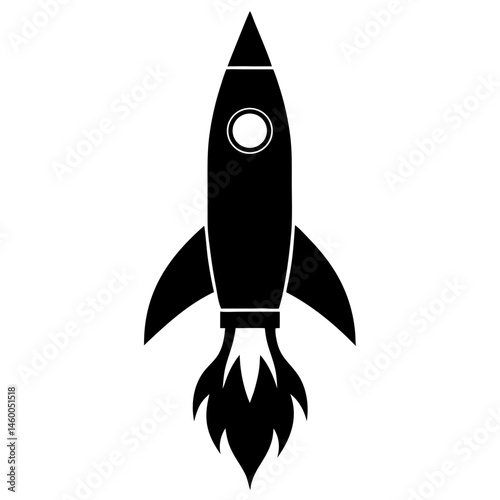 Rocket Silhouette Vector – Solid Black Spacecraft  Illustration


