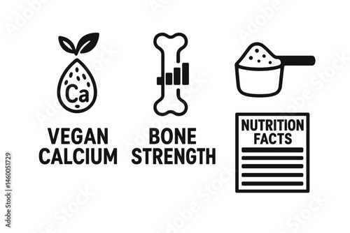 Sesame-calcium icons showing seed, bar, scoop, and badge