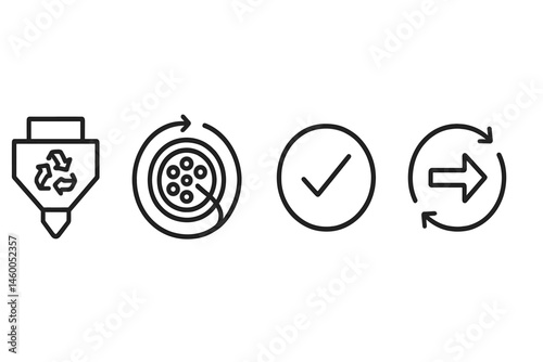 Print-green icons merging nozzle, spool, tick, and life loop