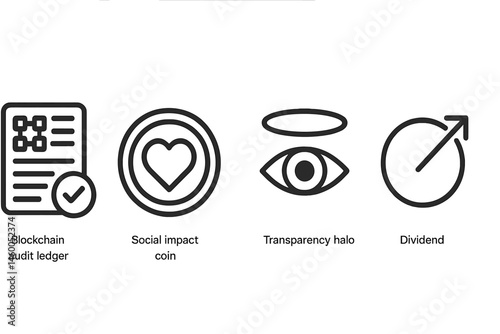 Impact finance is symbolized by icons such as ledger, coin, halo, and arrow