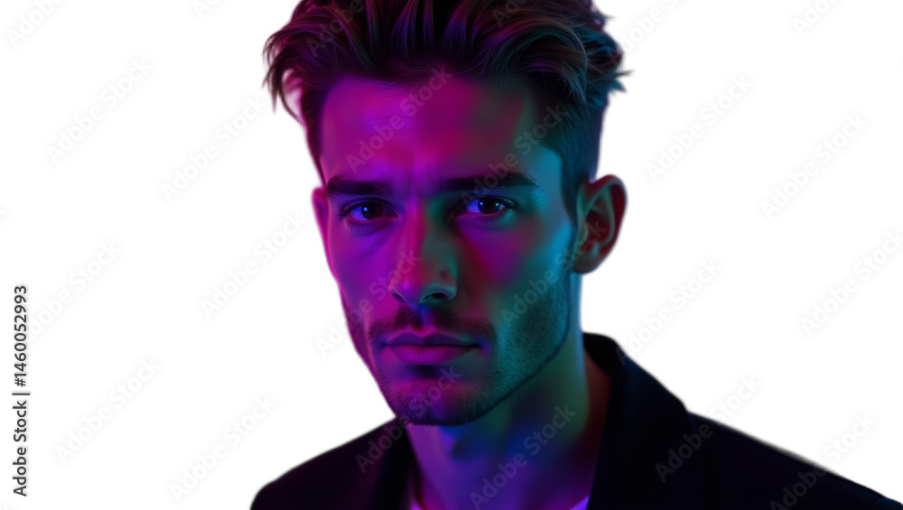 Close-up Portrait of a Man Under Neon Lighting Close-up Portrait of a Man Under Neon Lighting