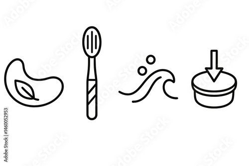 Beauty-eco icons with patch, wand, gel, and refill