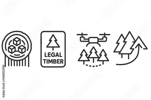 Timber-trace icons joining barcode, permit, scan, and status