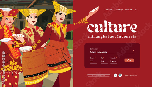 Beautiful Indonesian Piring Dancer Cell Shaded Hand Drawn Illustration