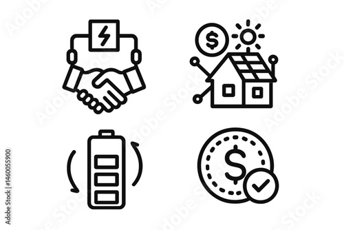 Icons for micro-grids depict a handshake, node, arrow, and coin