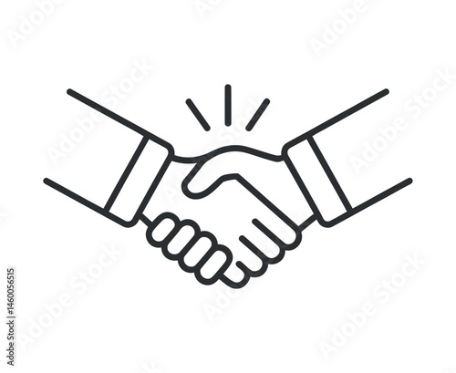 Simple Line Art Illustration of a Handshake Representing Agreement Deal Partnership
