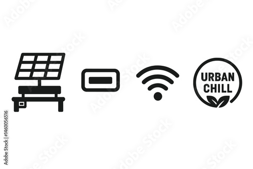 Icons on the smart bench display port, wave, gauge, and badge symbols