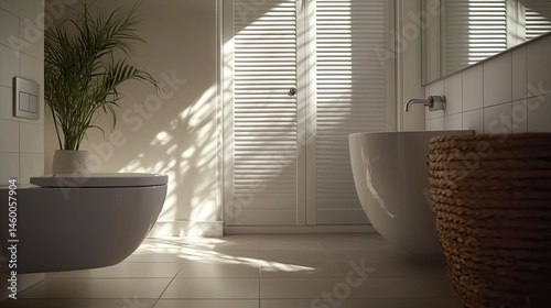 Bright, modern bathroom with natural light