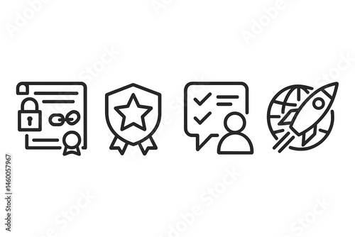 Icons representing credentials connect certifications, badges, reviews, and launches