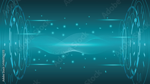 High tech abstract background featuring glowing waves and digital rings ideal for innovation and futuristic themes in digital content and presentations