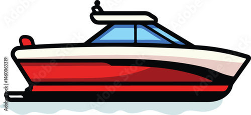 Speed Boat Vector Illustration on Transparent Background