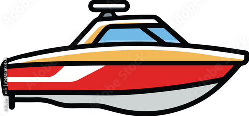 Speed Boat Vector Illustration on Transparent Background