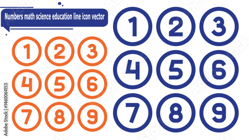  Numbers math science education line icon vector