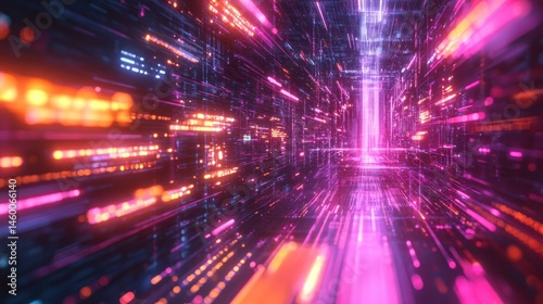 Hyper-realistic holographic interface with light streaks, background wallpaper AI generated image