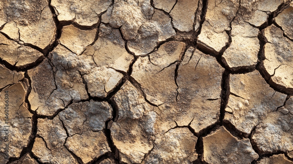 An extreme close-up of cracked, parched earth, its surface resembling a spiderweb of deep, jagged fissures An extreme close-up of cracked, parched earth, its surface resembling a spiderweb of deep, jagged fissures