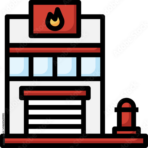 fire station illustration on a white background     