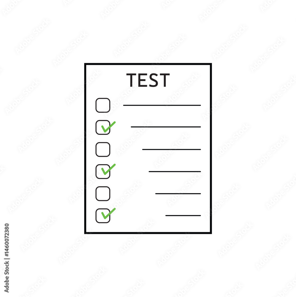 Test paper, exam, or survey concept illustration. Test result paper outline icon. Exam line icon, outline vector sign, linear style pictogram isolated on white background. Eps file 32. Test paper, exam, or survey concept illustration. Test result paper outline icon. Exam line icon, outline vector sign, linear style pictogram isolated on white background. Eps file 32.