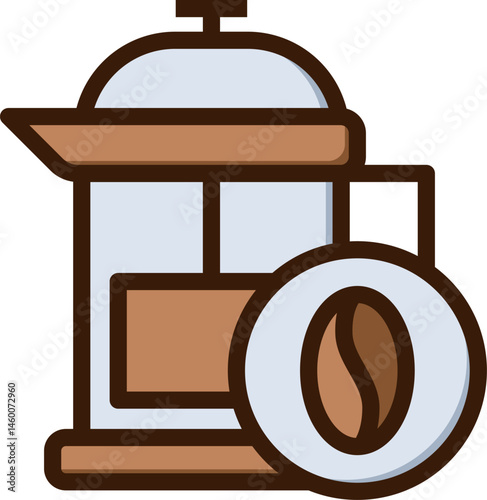 french press illustration on a white background     