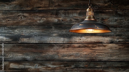Rustic pendant light fixture against weathered wood