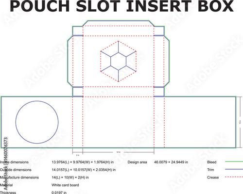 Pouch Slot Insert Box Cardboard Packaging Design Layout With Dimensions For Manufacturing
