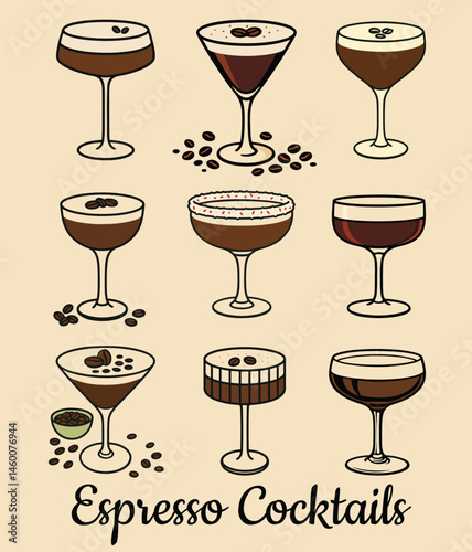 Espresso Cocktails glass vector